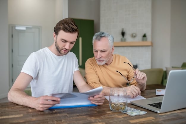 A young social worker assisting an elderly man with filling out forms and using a tablet to update his Cadastro Único (CadÚnico) information, with both of them smiling in a well-lit, friendly community center environment, representing support for BPC applicants.