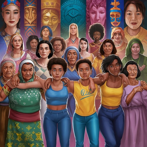People from different ethnic backgrounds standing together symbolizing diversity and unity. The image has to be vibrant and colorful.