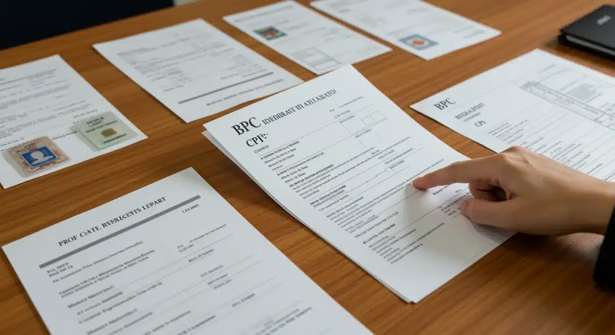 Documentos essenciais organizados para a solicitação do BPC em 2025.