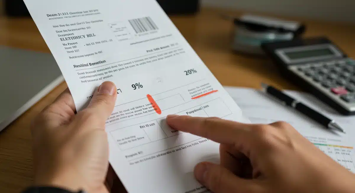 Mão apontando para o desconto na conta de luz, simbolizando a economia da Tarifa Social de Energia Elétrica 2026