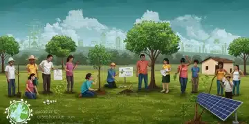 Comunidade brasileira colaborando em projeto sustentável e inovador pós-2025