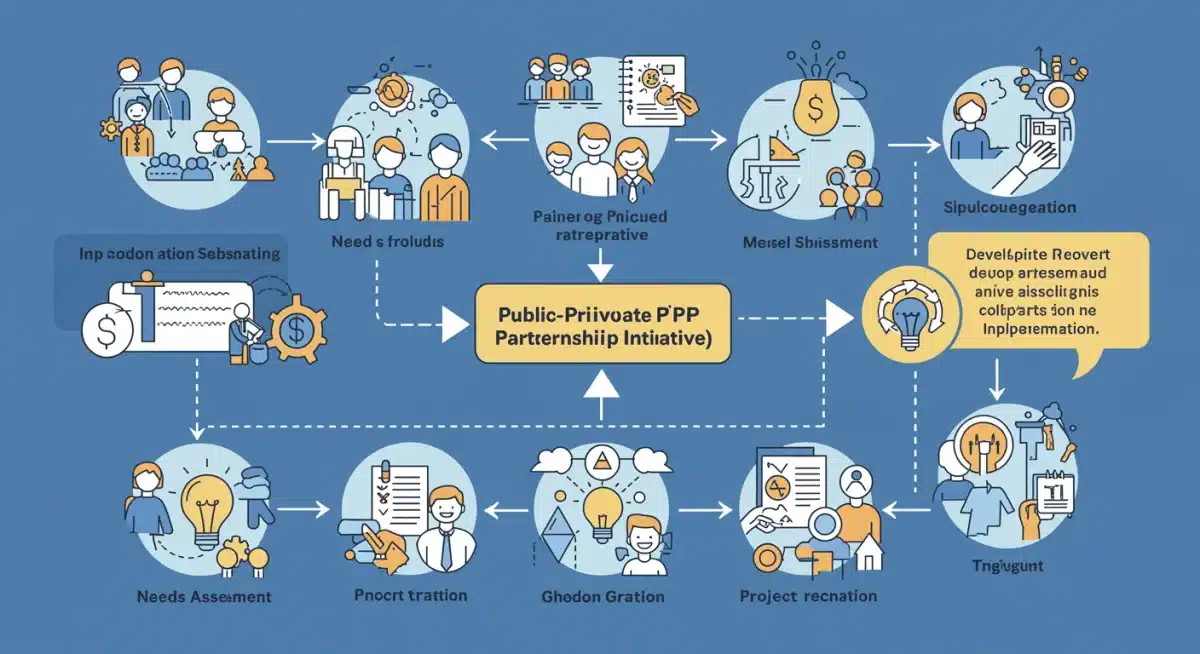 Fluxograma detalhado do processo de desenvolvimento de uma Parceria Público-Privada (PPP) para iniciativas comunitárias.