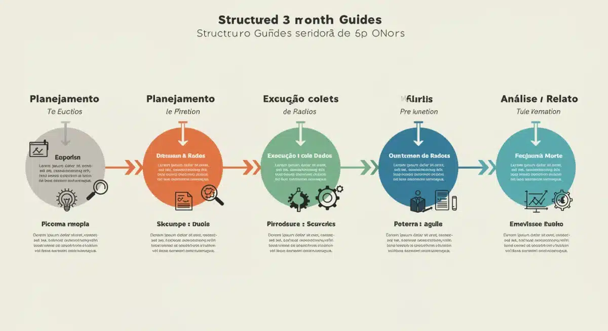 Infográfico de cronograma de 3 meses para ONGs, destacando planejamento, execução e análise de impacto social.