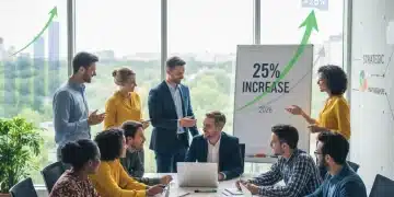 Pessoas de iniciativa comunitária e empresários colaborando em um escritório moderno, simbolizando parcerias estratégicas para 2026 e crescimento de alcance.