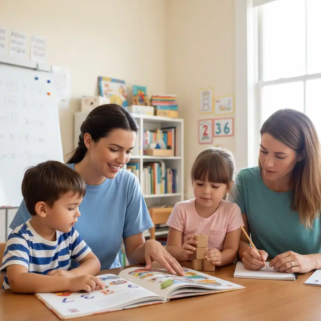 Voluntário ensinando crianças e adultos em um centro comunitário, promovendo educação e inclusão.