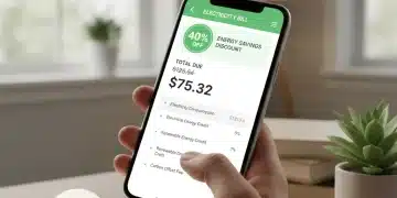 Mão segurando smartphone com conta de luz digital mostrando desconto da Tarifa Social de Energia Elétrica 2026