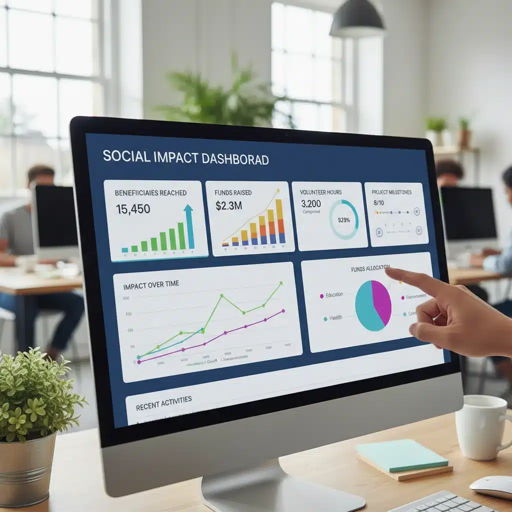 Painel de controle com indicadores de desempenho de projeto social